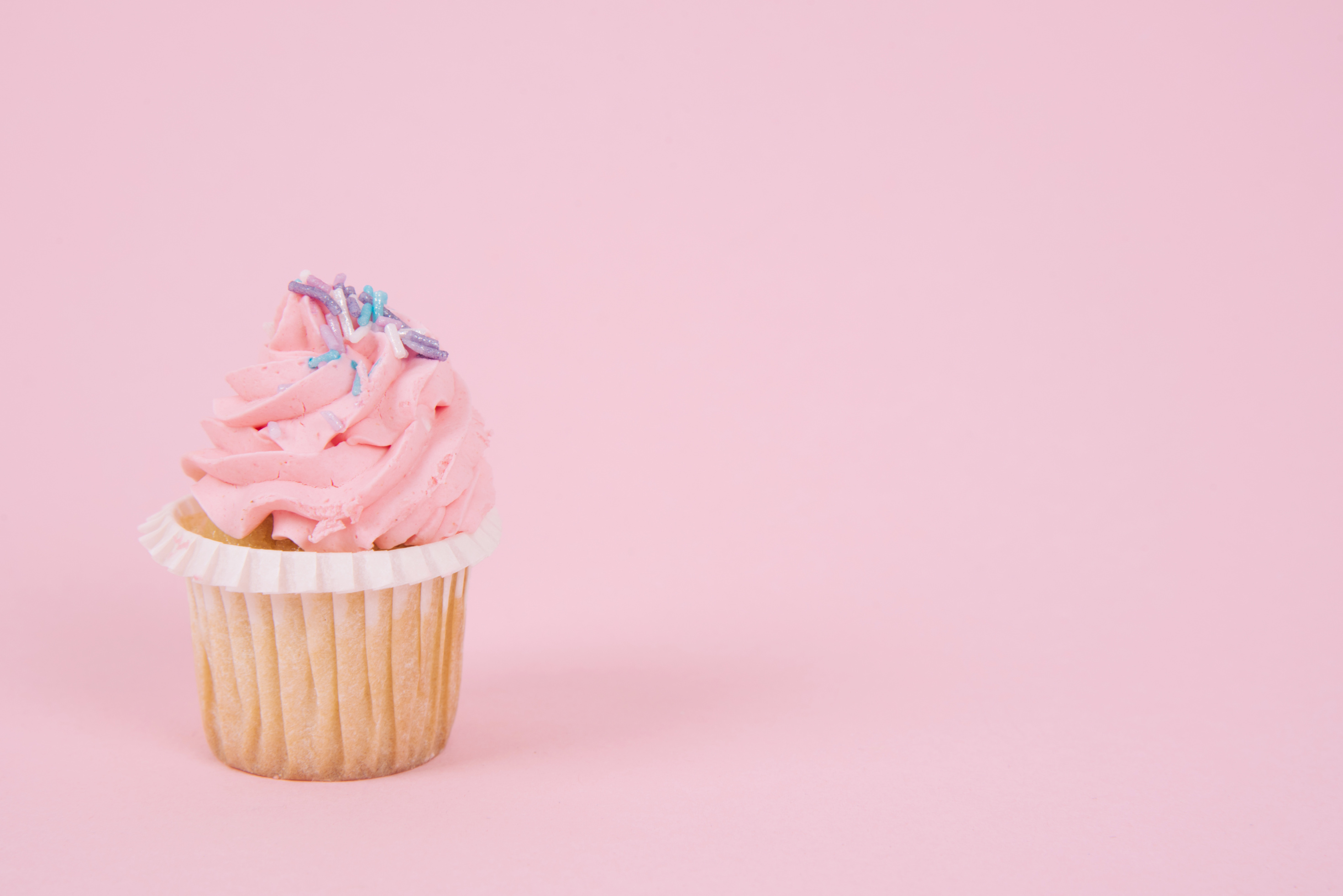 Birthday Cupcake with Pink Frosting